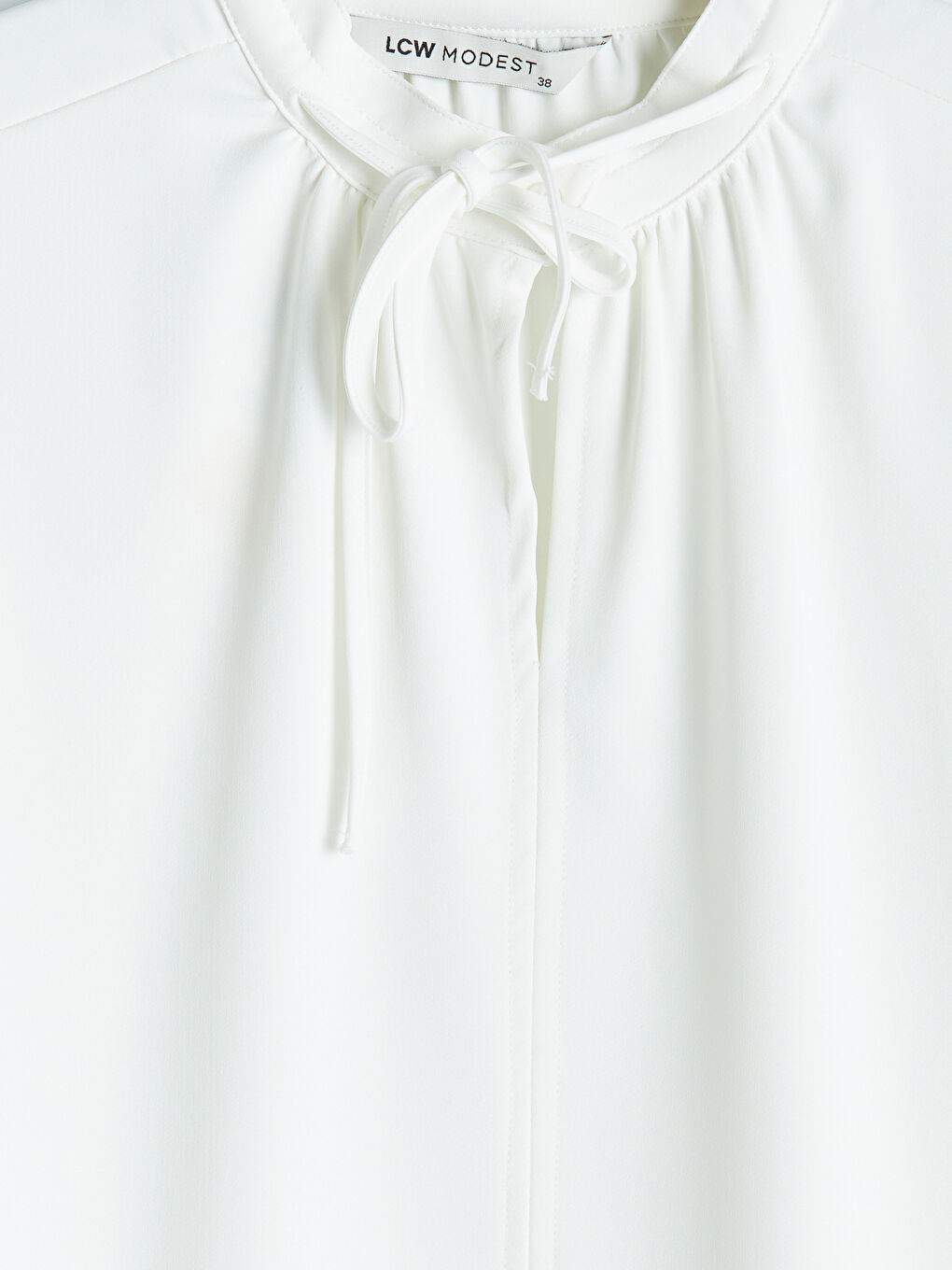 Ekru Bağlamalı Yaka Bluz-2