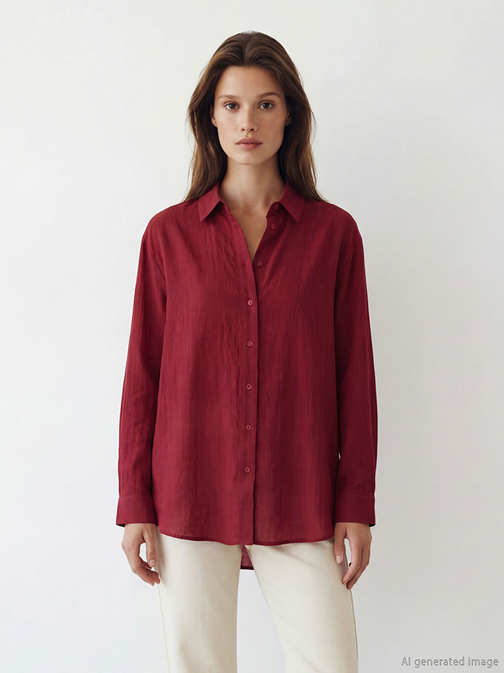 Kırmızı Çizgili Kadın Gömlek Tunik