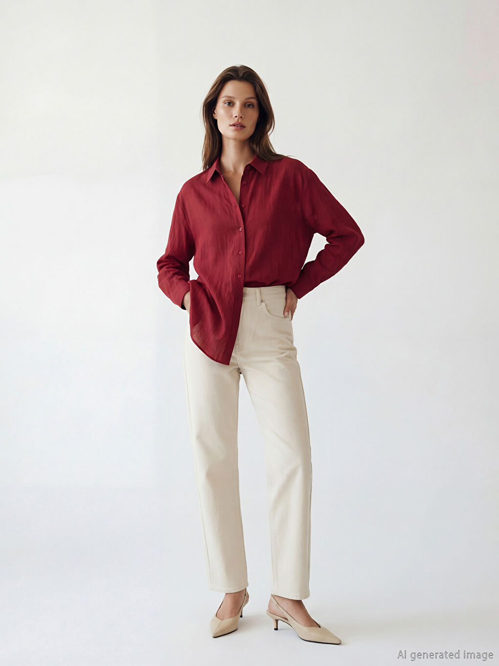 Kırmızı Çizgili Kadın Gömlek Tunik-1