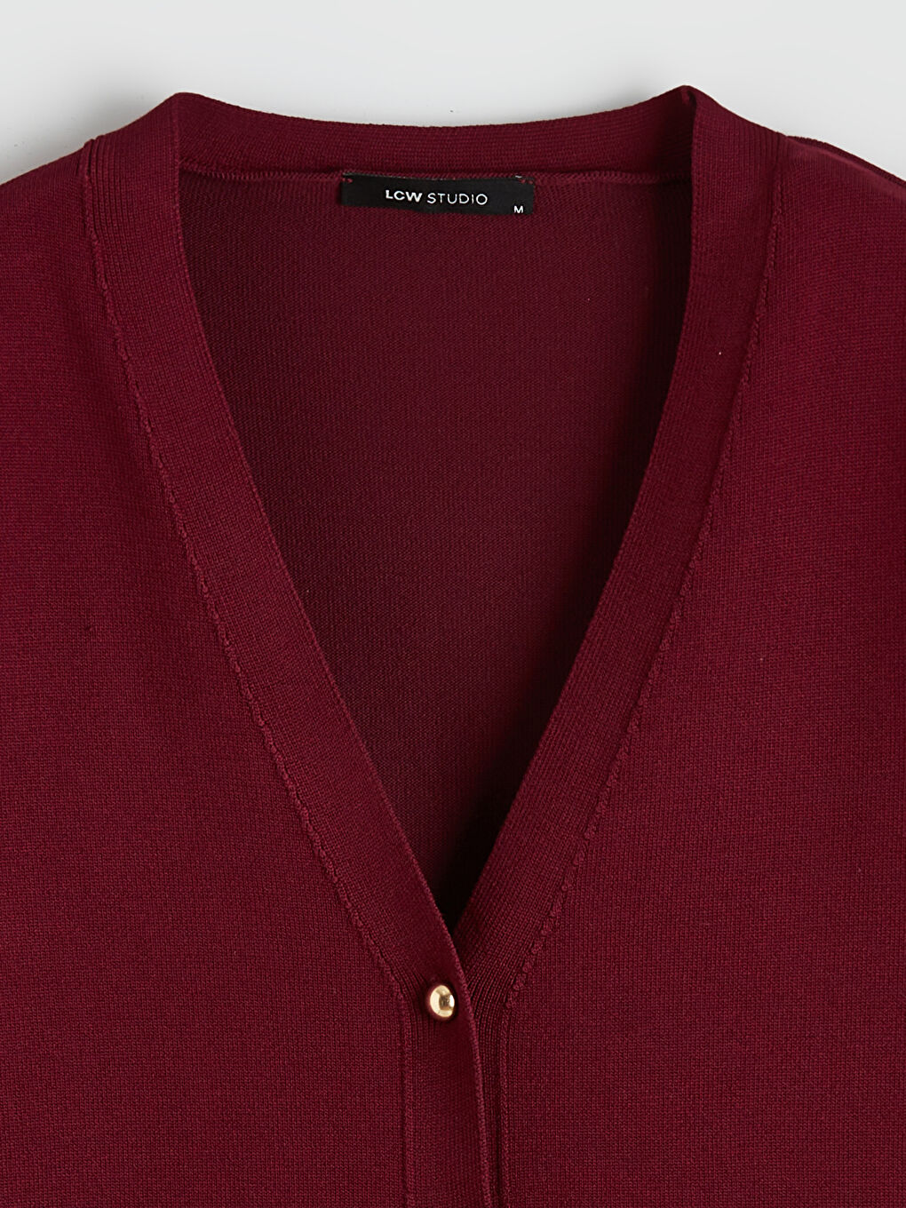 Bordo V Yaka Kadın Triko Hırka-5