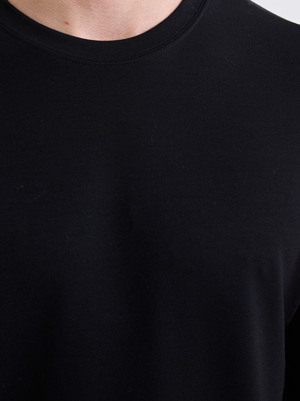 Siyah Bisiklet Yaka Uzun Kollu Erkek Pijama Üstü-2