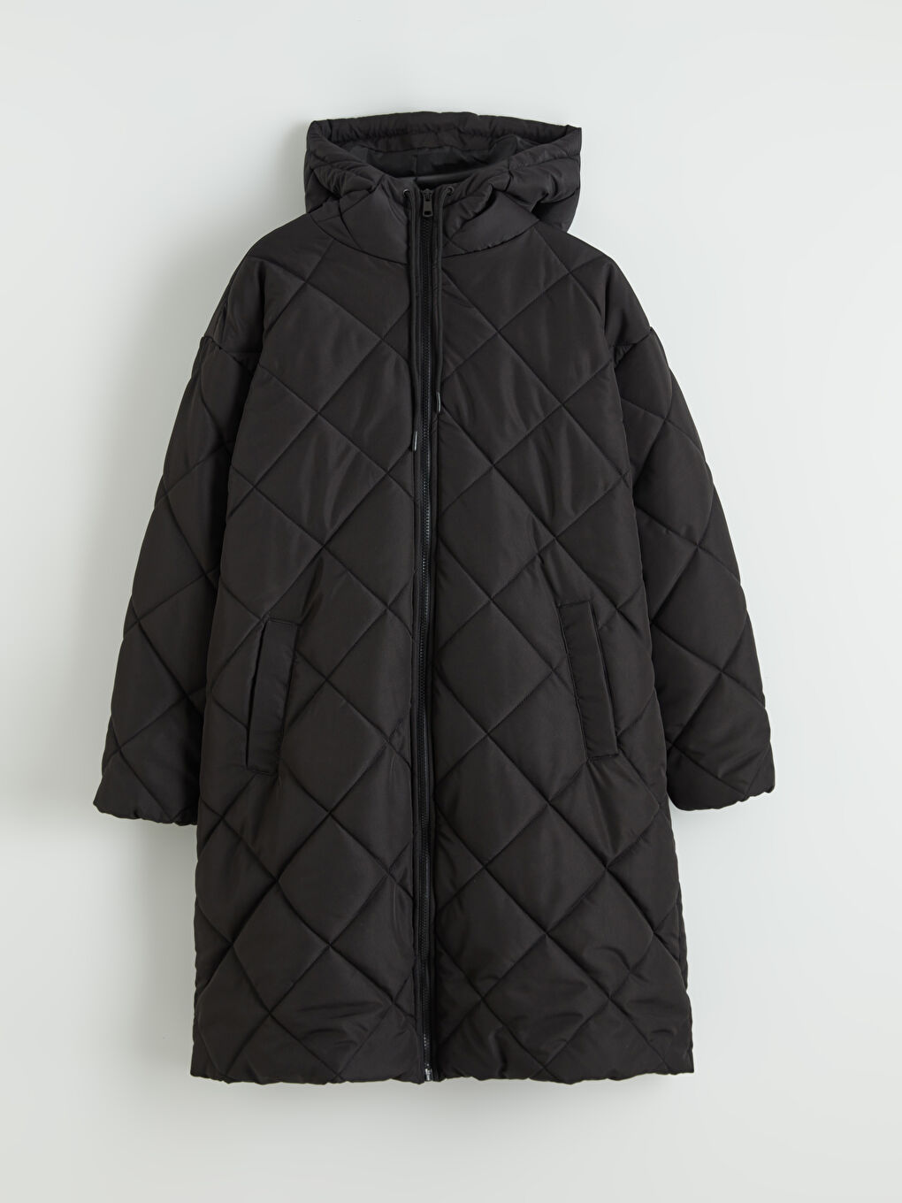 Siyah Kapüşonlu Kapitone Kadın Şişme Mont-5