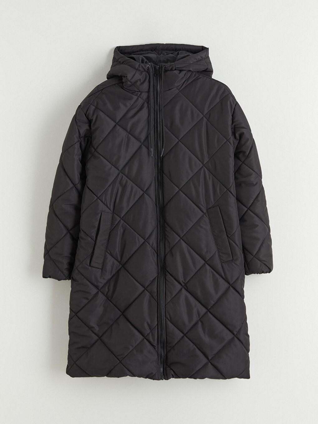 Siyah Kapüşonlu Kapitone Kadın Şişme Mont-5