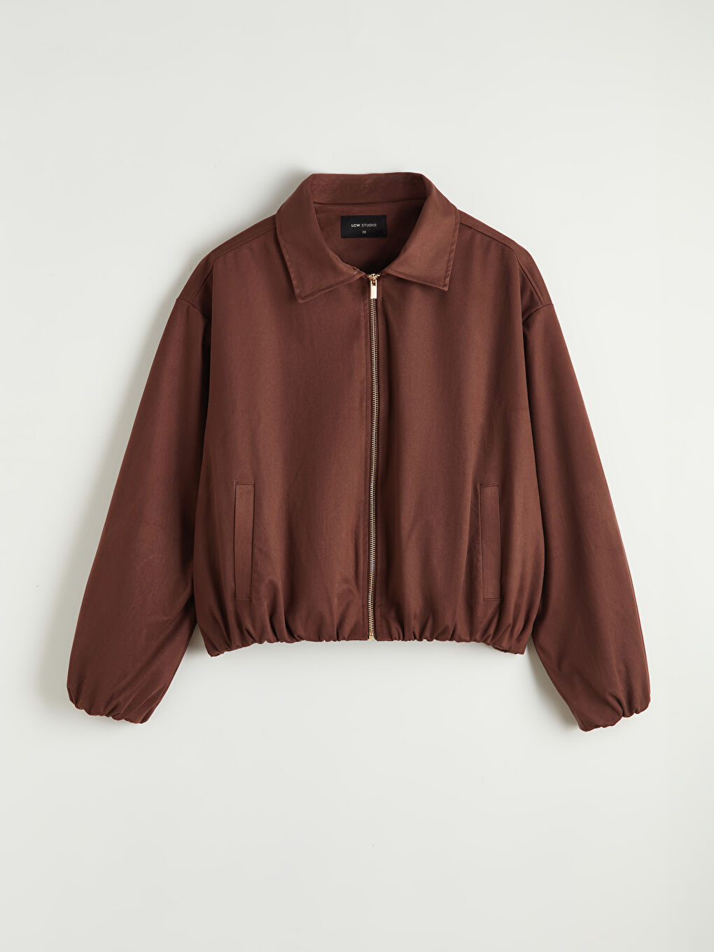 Kahverengi Gömlek Yaka Oversize Kadın Süet Görünümlü Ceket-9