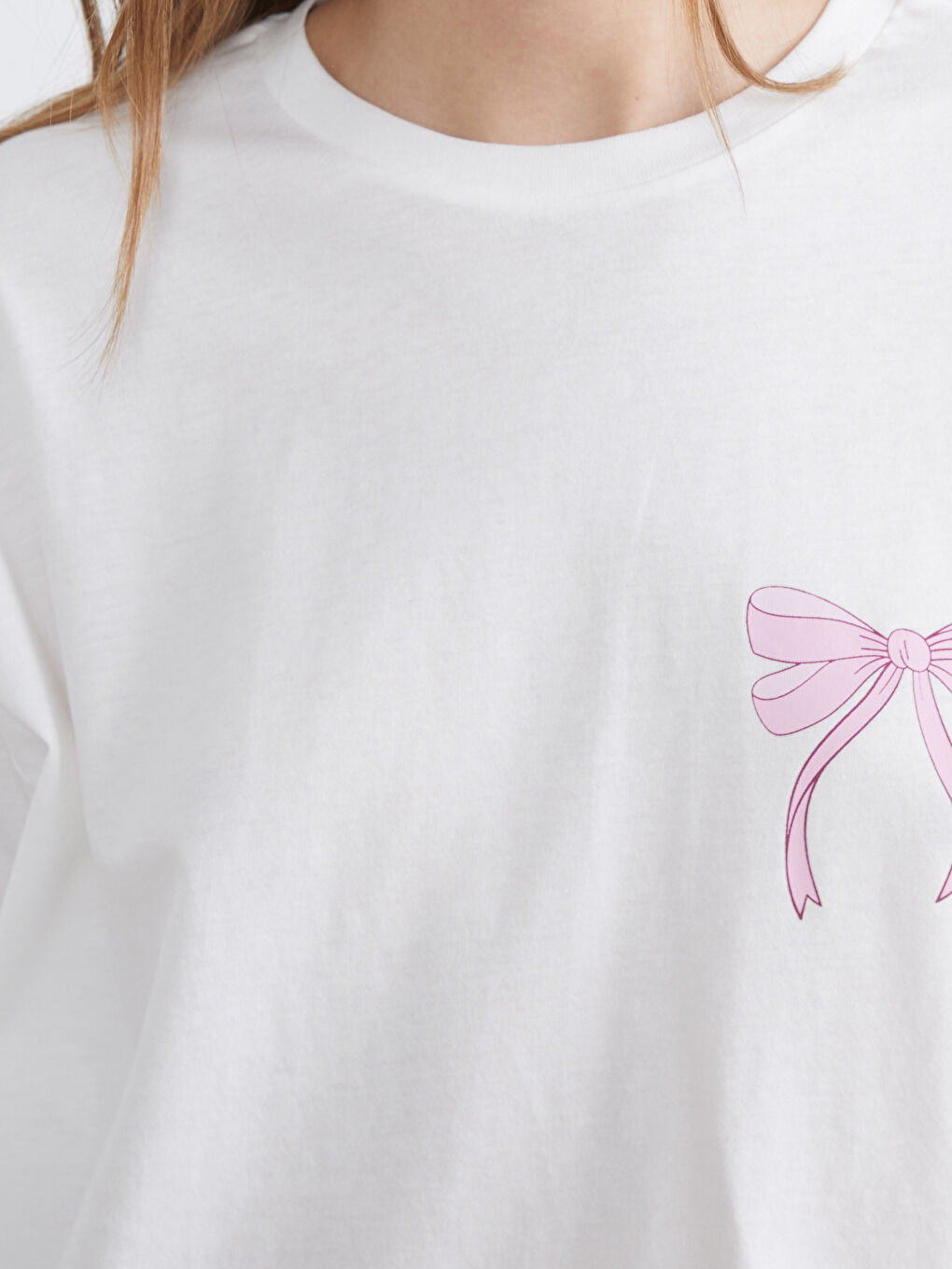 Ekru Fiyonk Baskılı Kadın Tişört-2