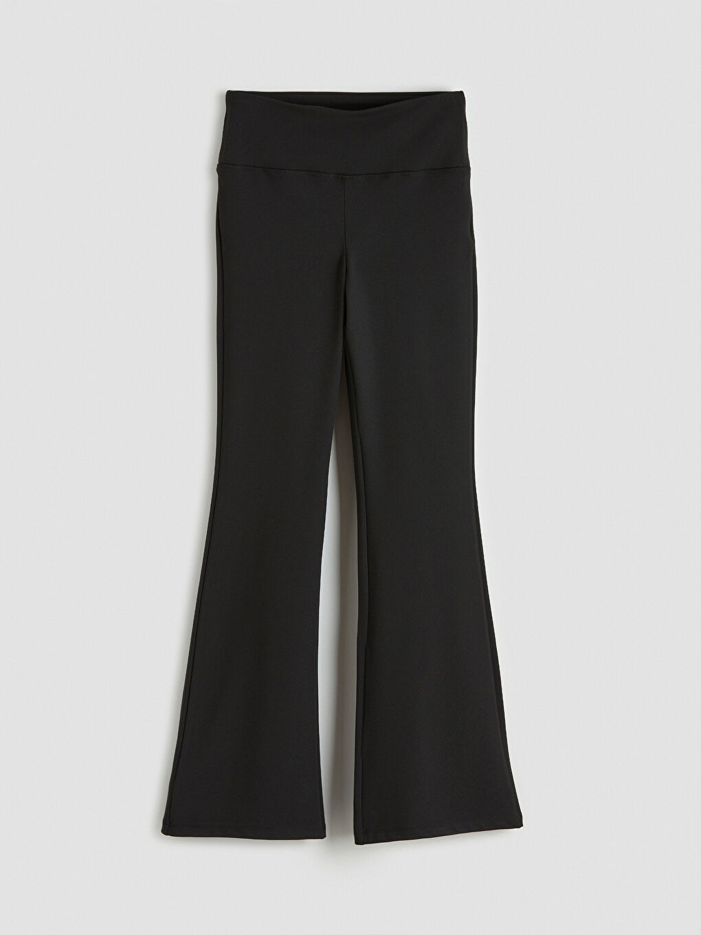 Siyah Beli Lastikli İspanyol Paça Kadın Spor Tayt