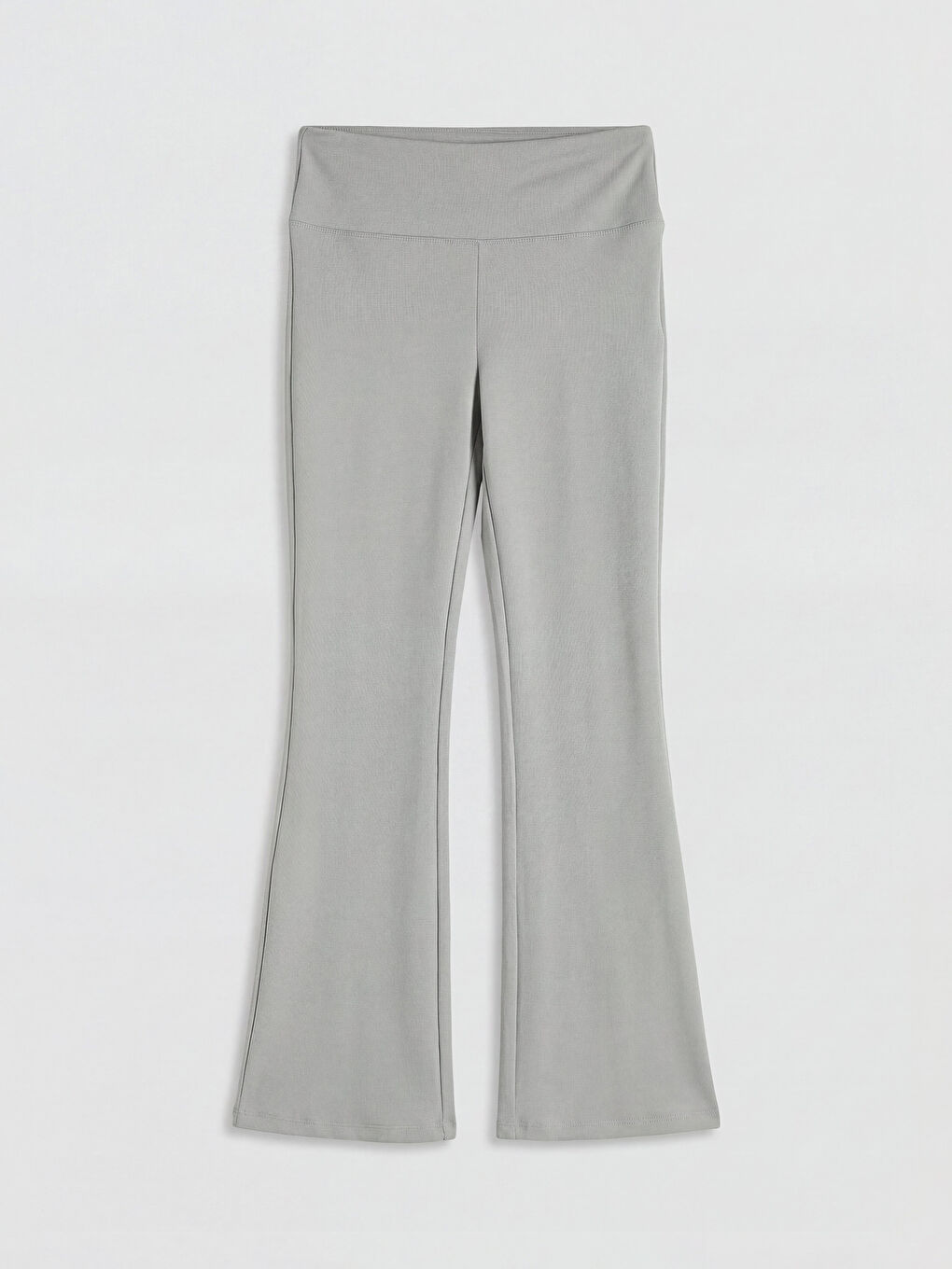 Gri Yüksek Bel Kadın İspanyol Paça Spor Tayt