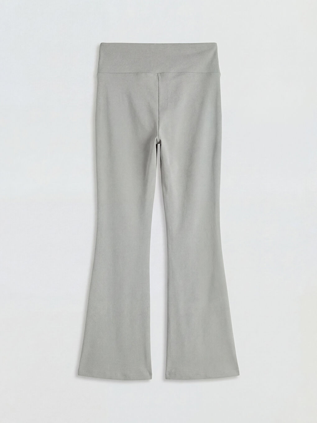 Gri Yüksek Bel Kadın İspanyol Paça Spor Tayt-1