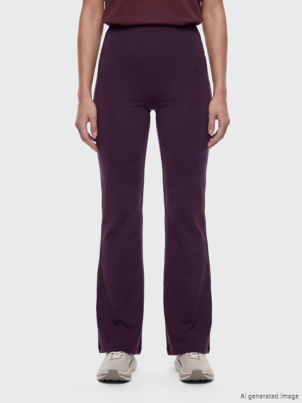 Mürdüm Beli Lastikli İspanyol Paça Kadın Spor Tayt-2