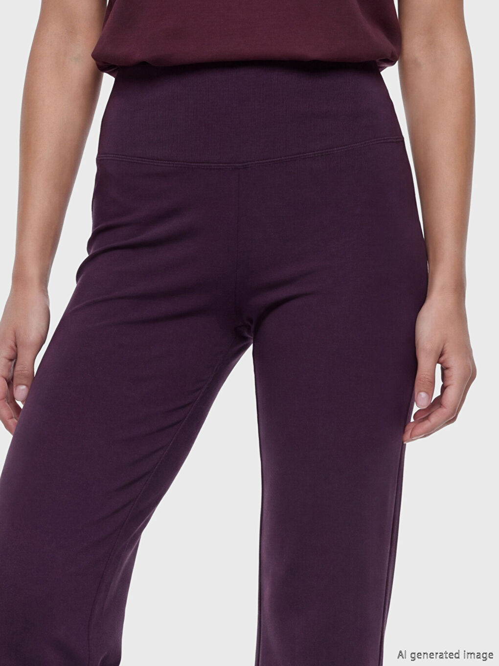 Mürdüm Beli Lastikli İspanyol Paça Kadın Spor Tayt-3