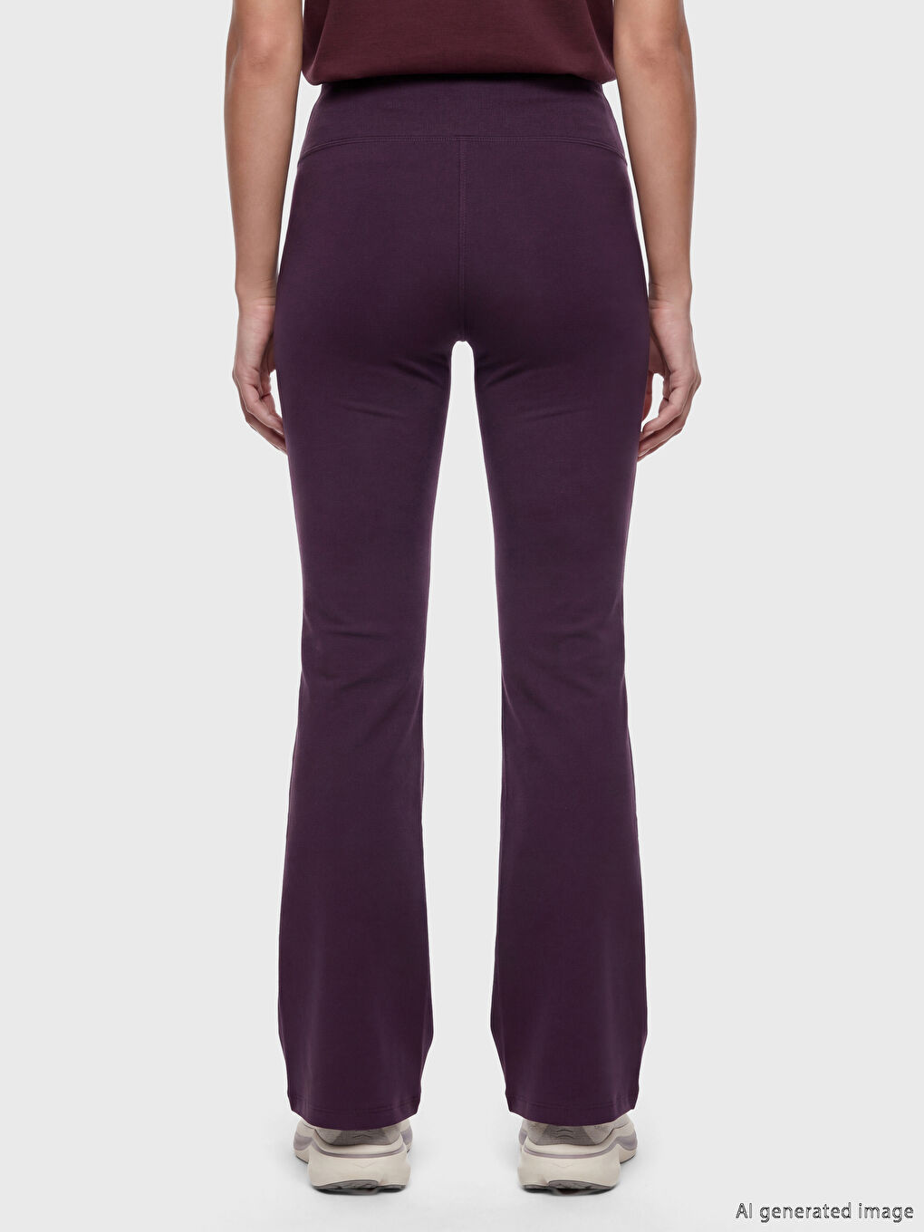 Mürdüm Beli Lastikli İspanyol Paça Kadın Spor Tayt-4