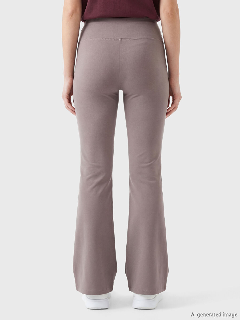 Gri Beli Lastikli İspanyol Paça Kadın Spor Tayt-3