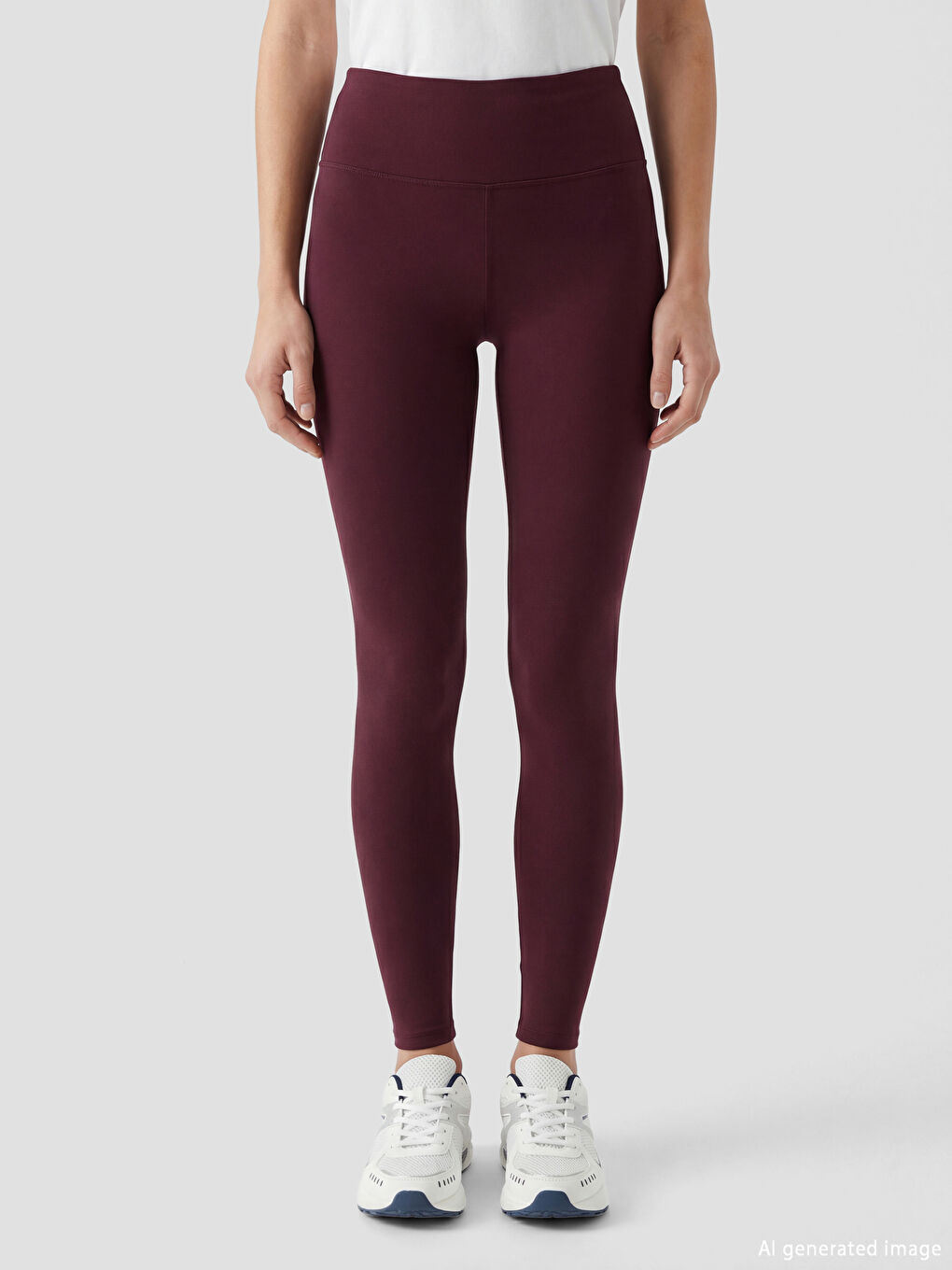 Bordo Yüksek Bel Kadın Spor Tayt	-1