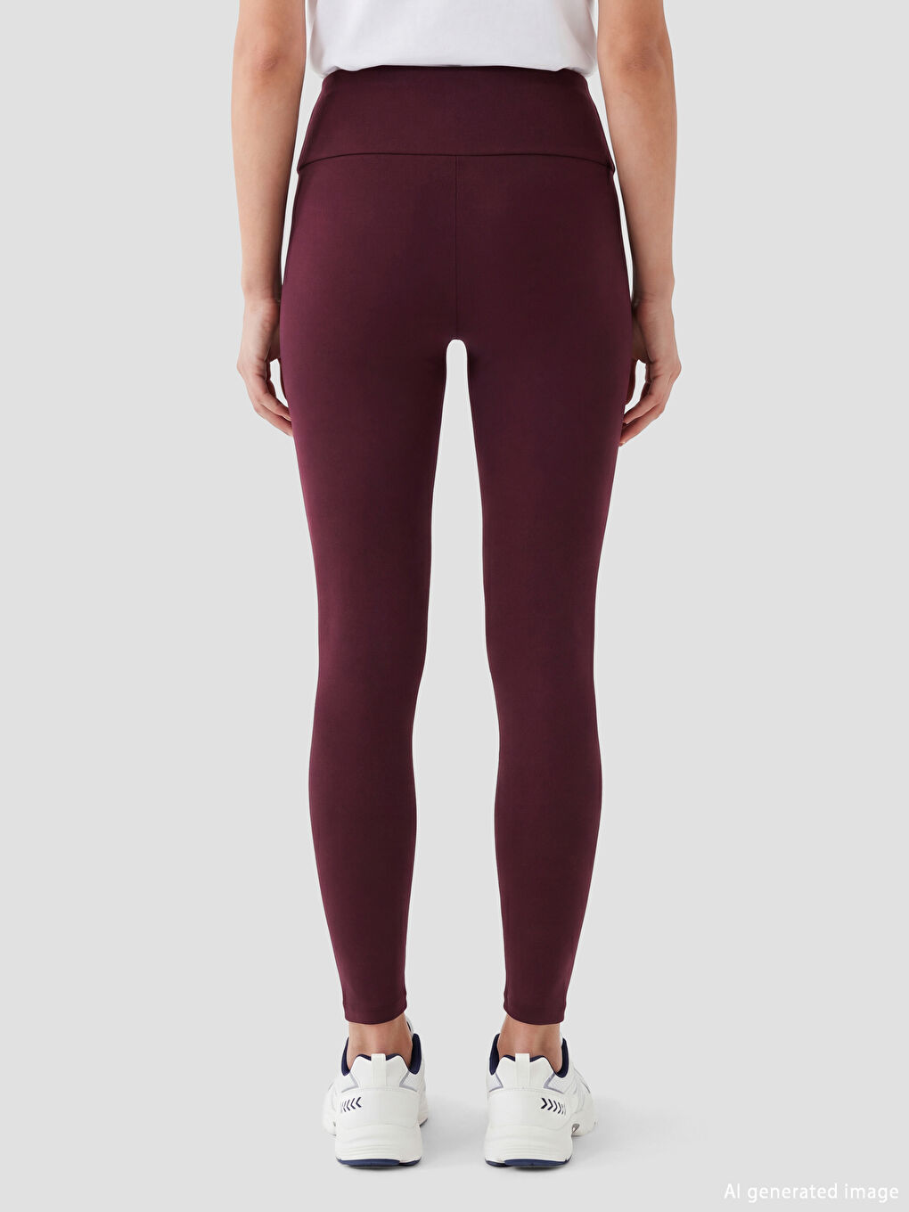 Bordo Yüksek Bel Kadın Spor Tayt	-2