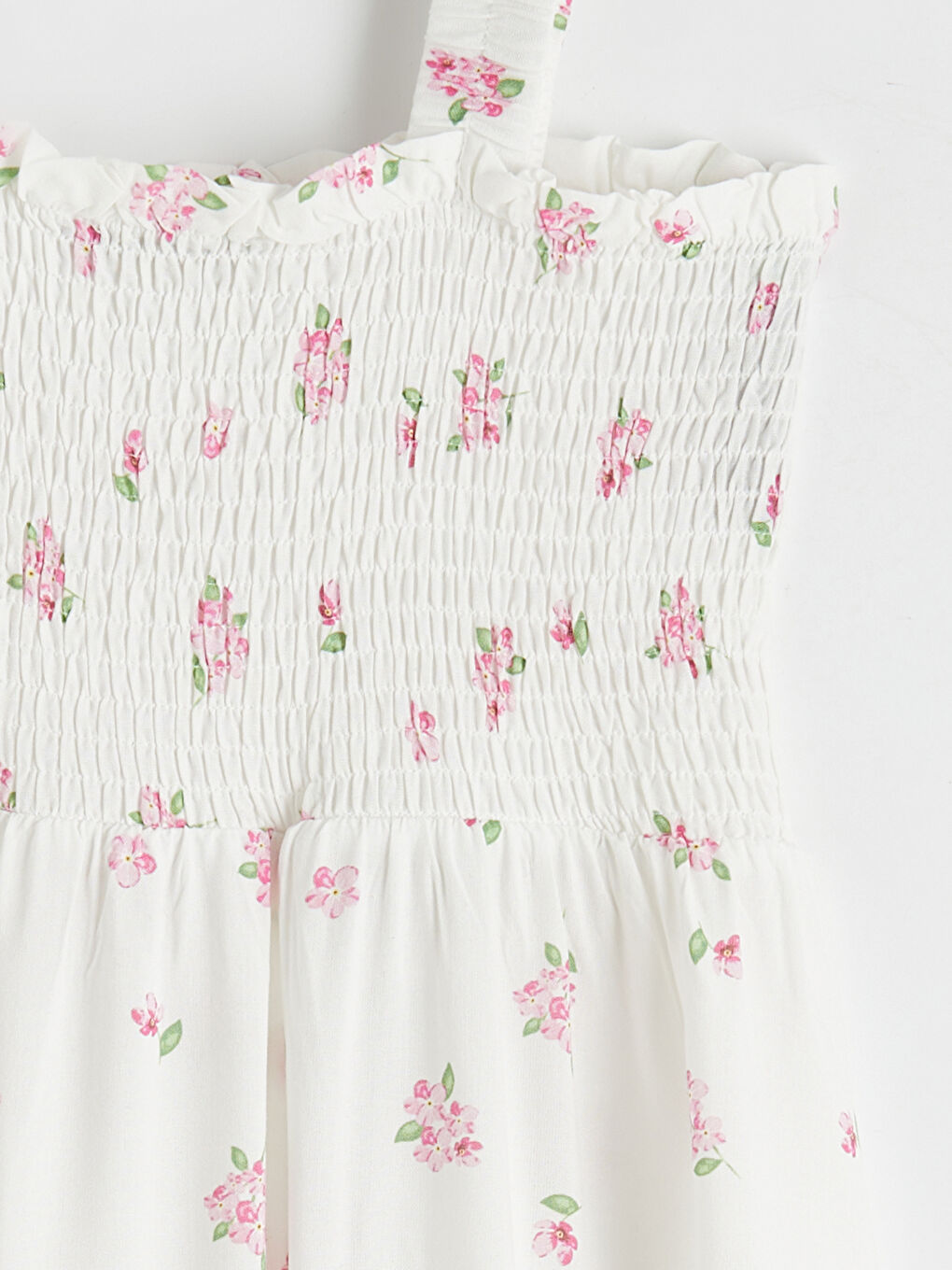 Pembe Kare Yaka Çiçekli Belden Oturtmalı Elbise-1