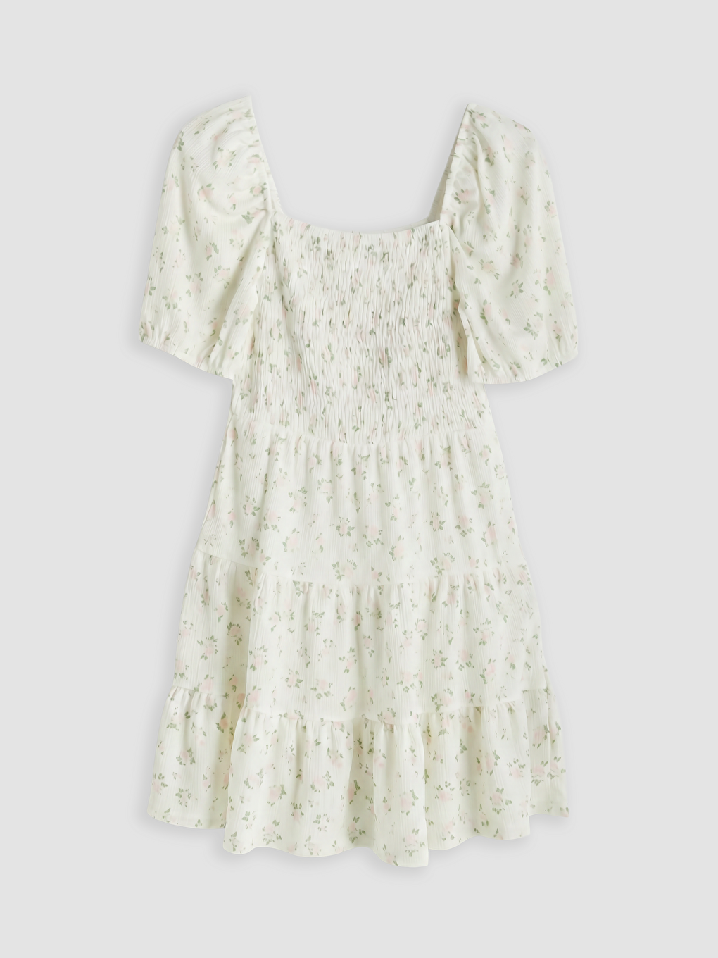 Pembe Çiçekli Mini Kloş Elbise-1