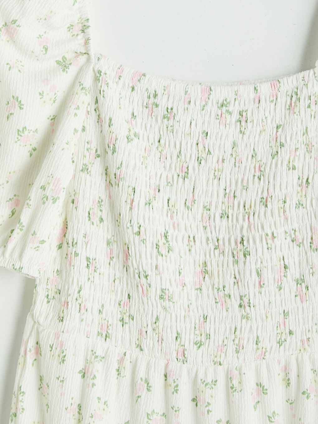Pembe Çiçekli Mini Kloş Elbise-2