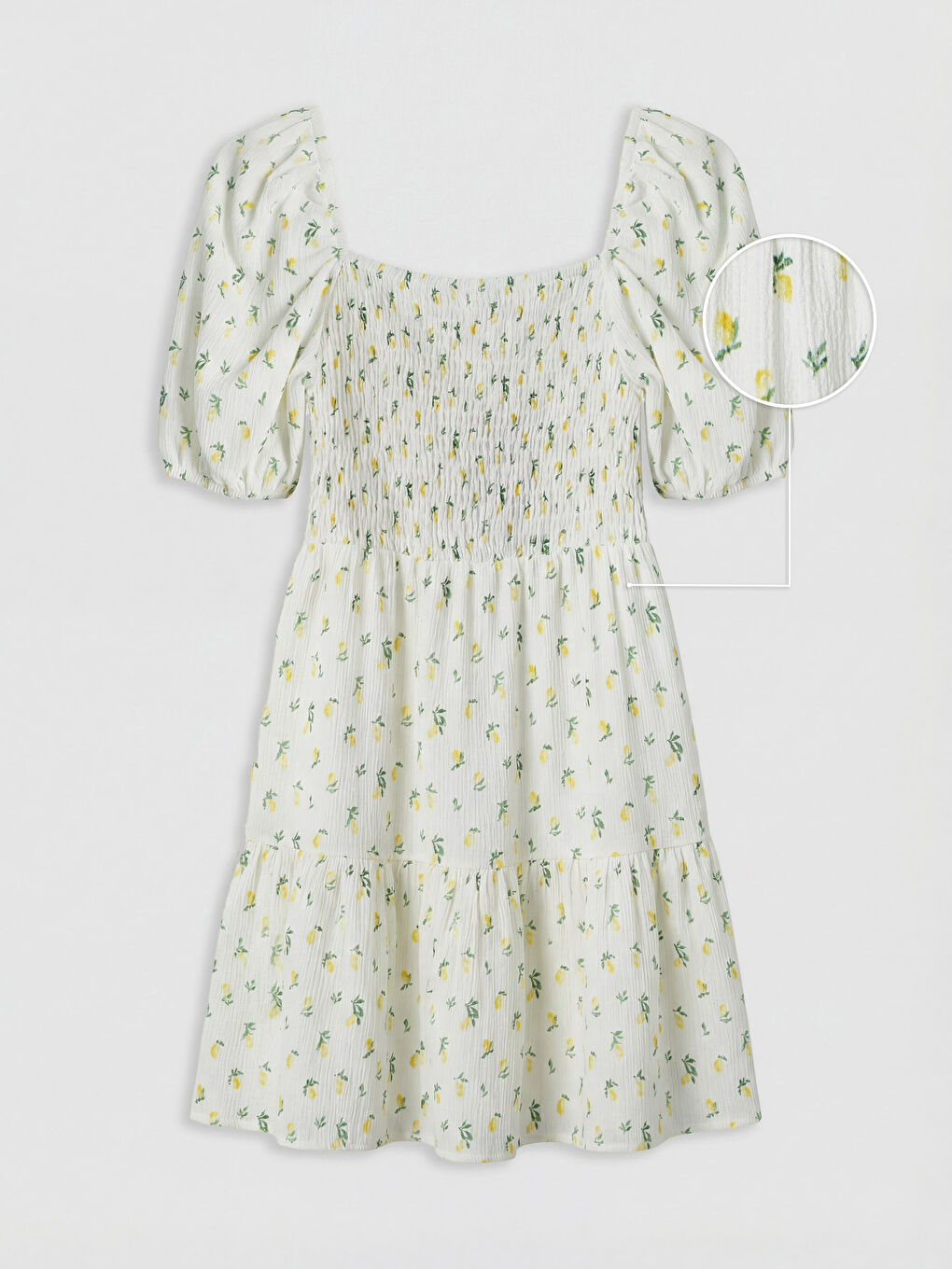 Sarı Çiçekli Mini Kloş Elbise-4