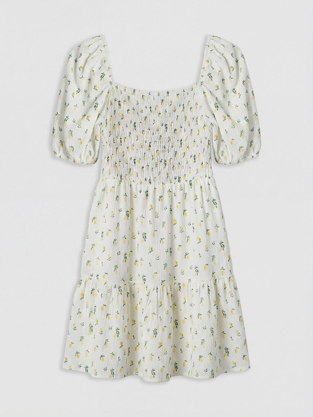 Sarı Çiçekli Mini Kloş Elbise-5