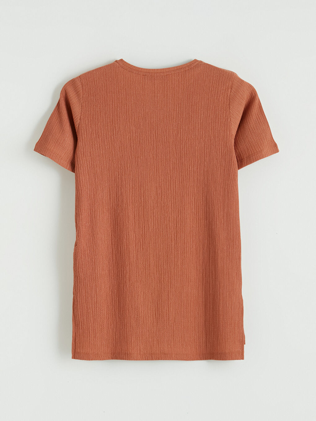 Kahverengi Bisiklet Yaka Fitilli Kadın Tişört-7