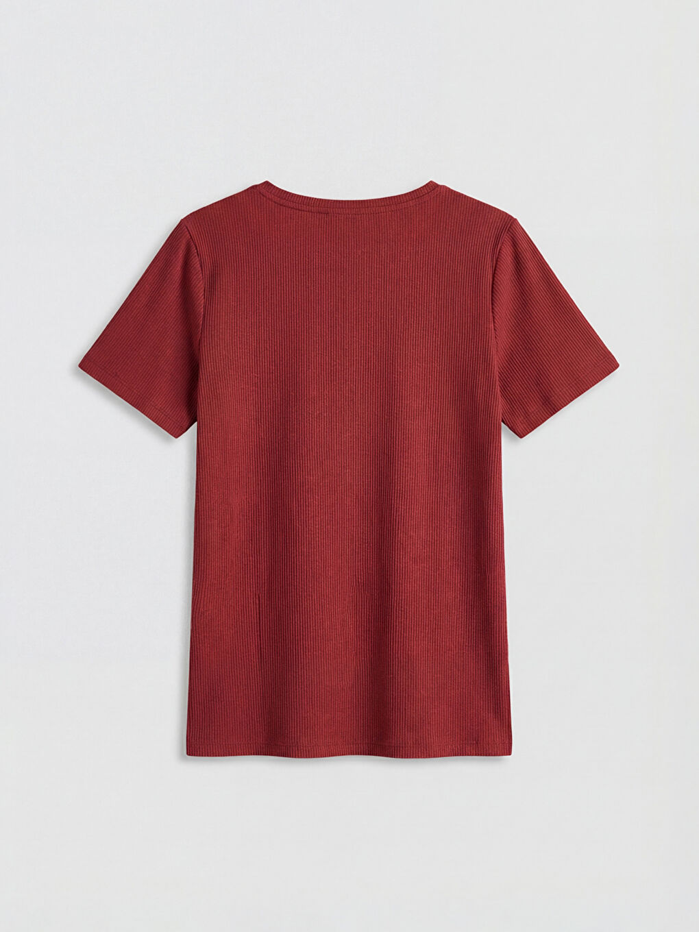 Kırmızı Bisiklet Yaka Fitilli Kadın Tişört-5