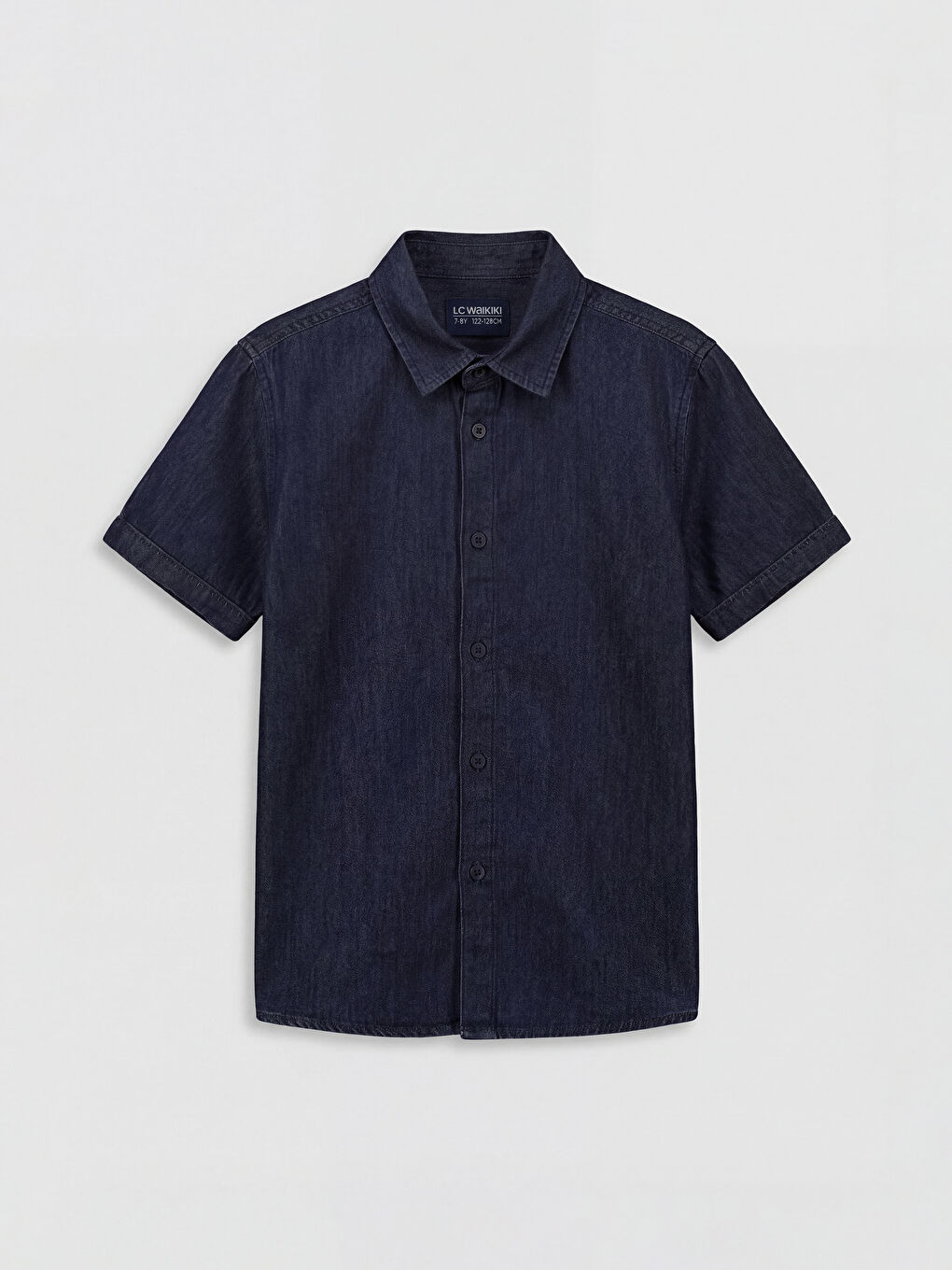 Mavi Kısa Kollu Erkek Çocuk Jean Gömlek