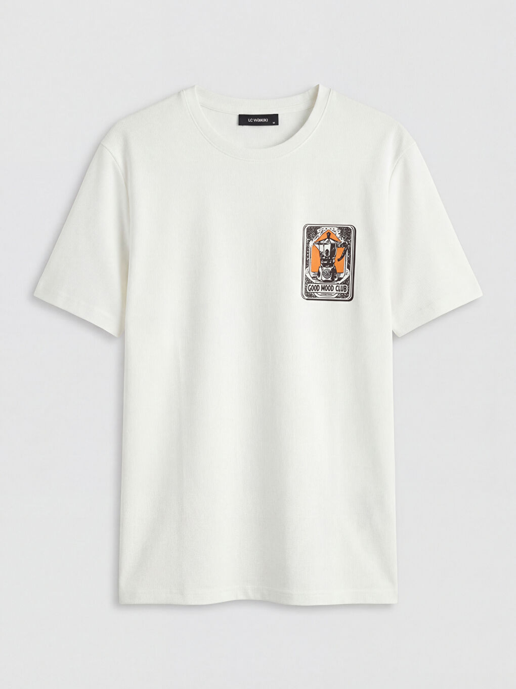 Ekru Standart Kalıp Baskılı Erkek Tişört