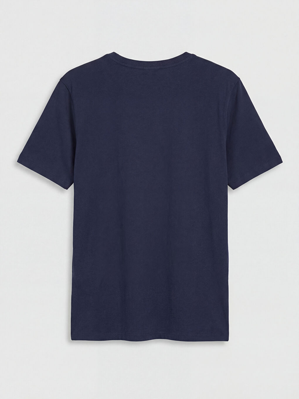 Lacivert Bisiklet Yaka Baskılı Erkek Tişört-5