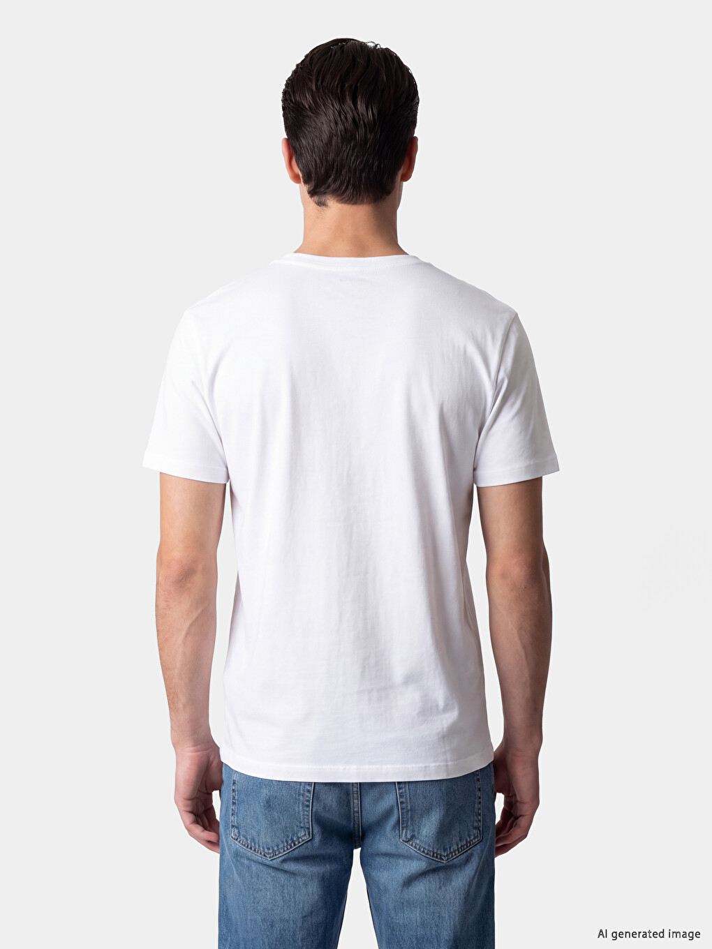 Beyaz %100 Pamuk Regular Fit Baskılı Erkek Tişört-2