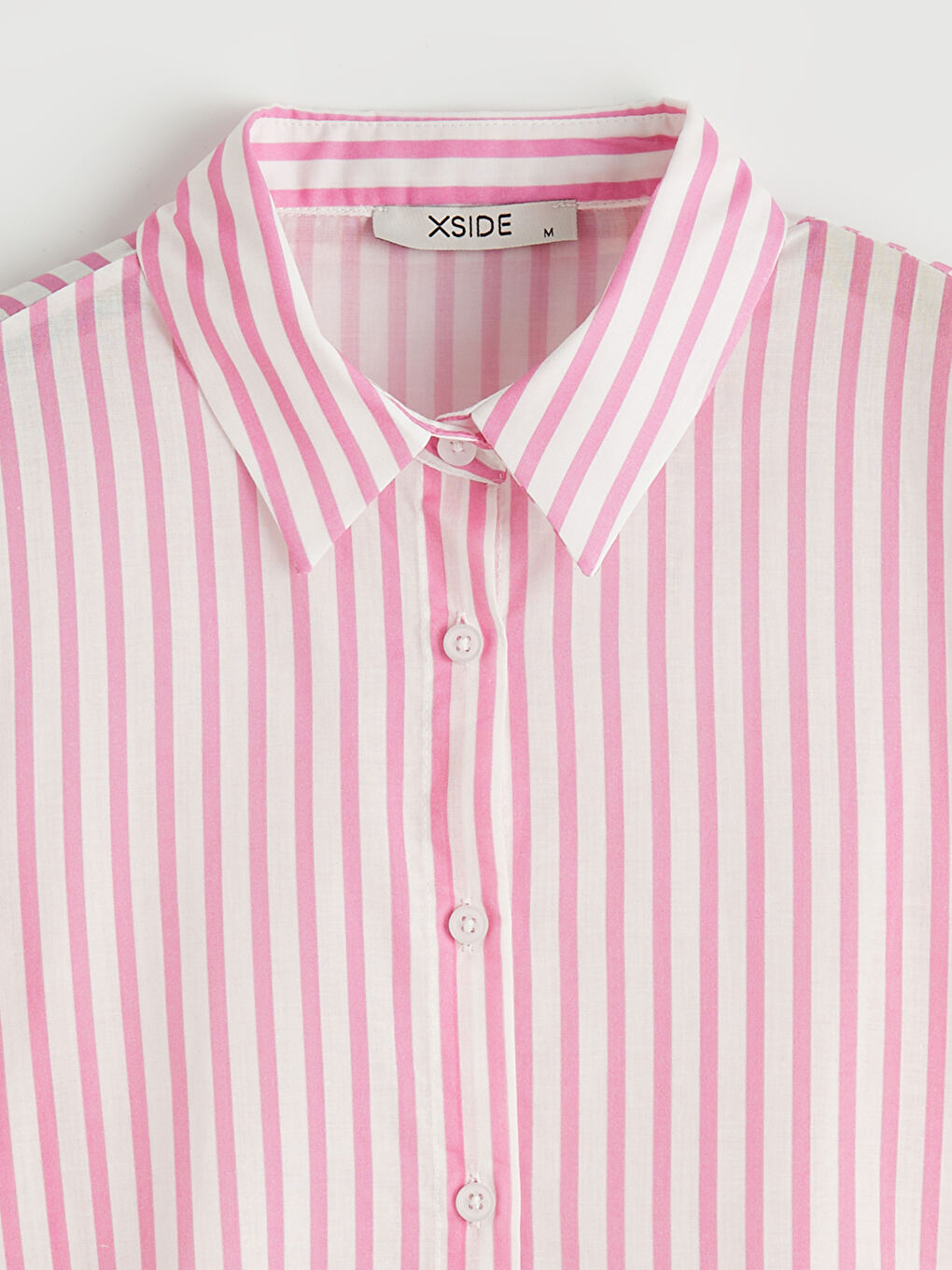 Pembe Çizgili Poplin Kadın Gömlek-1
