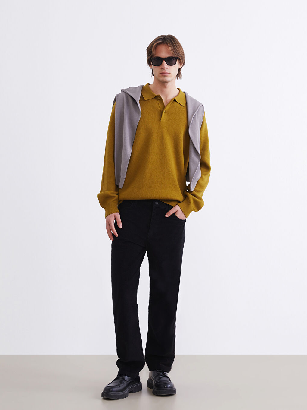 Siyah Standart Kalıp Erkek Kadife  Pantolon