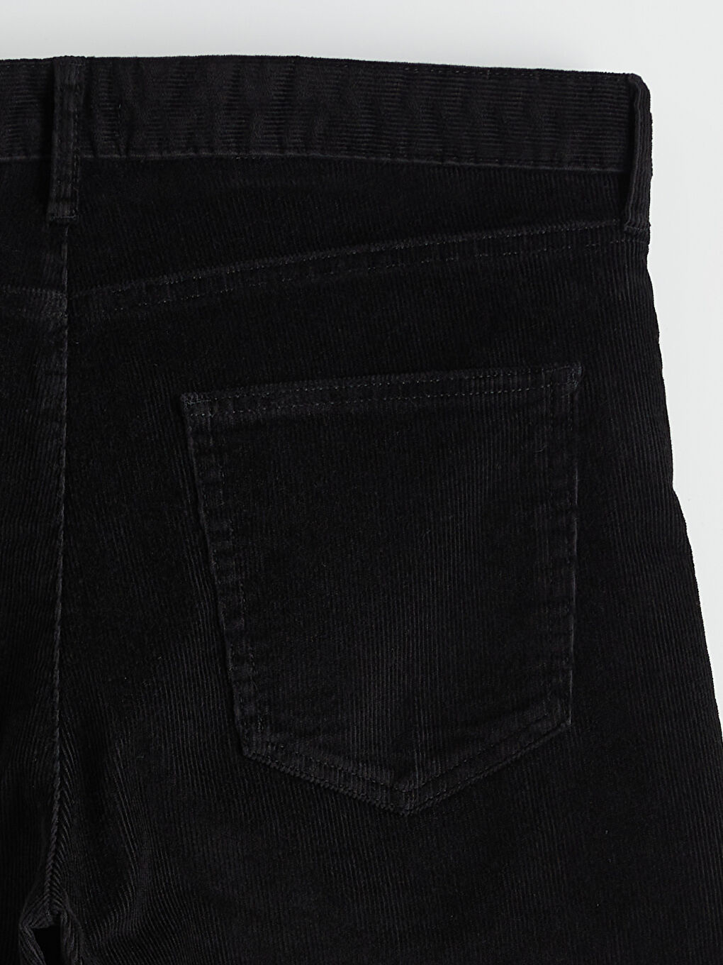 Siyah Standart Kalıp Kadife Erkek Pantolon-1