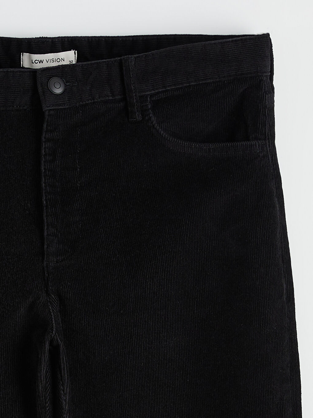 Siyah Standart Kalıp Kadife Erkek Pantolon-2