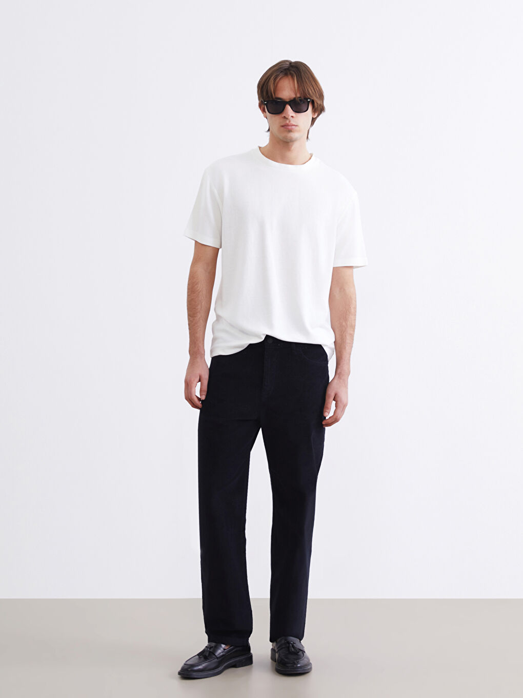 Lacivert Standart Kalıp Kadife Erkek Pantolon