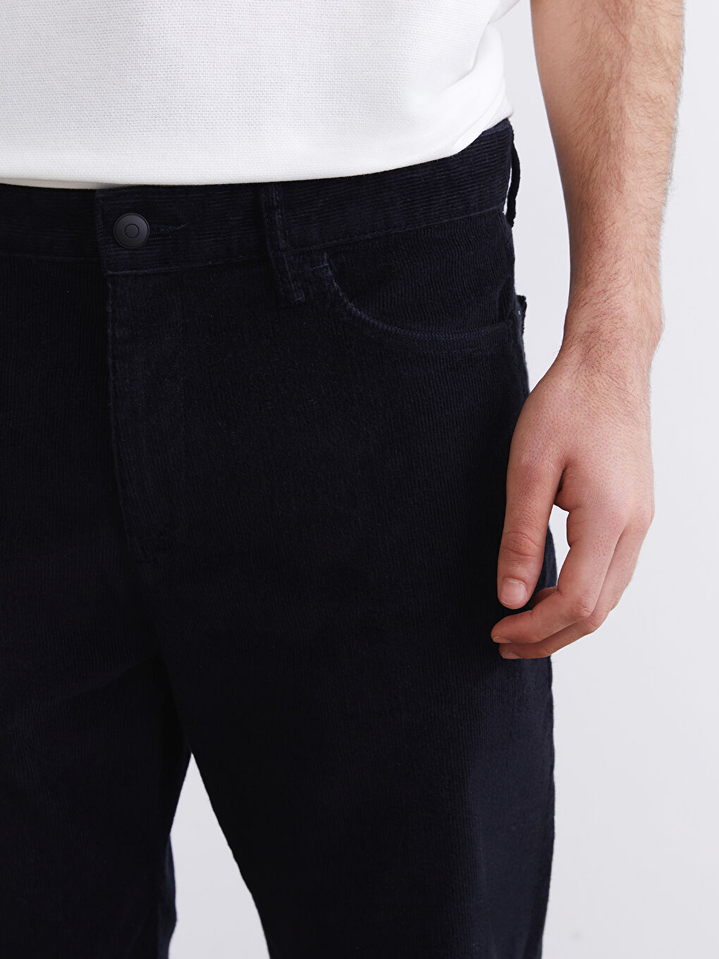 Lacivert Standart Kalıp Kadife Erkek Pantolon-2