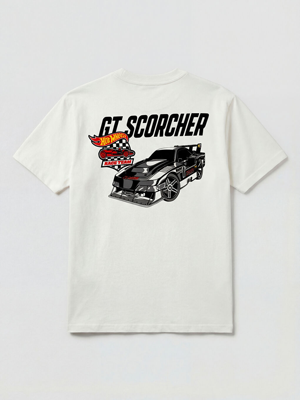 Crew Neck Hot Wheels Printed Boys' T-Shirt-1