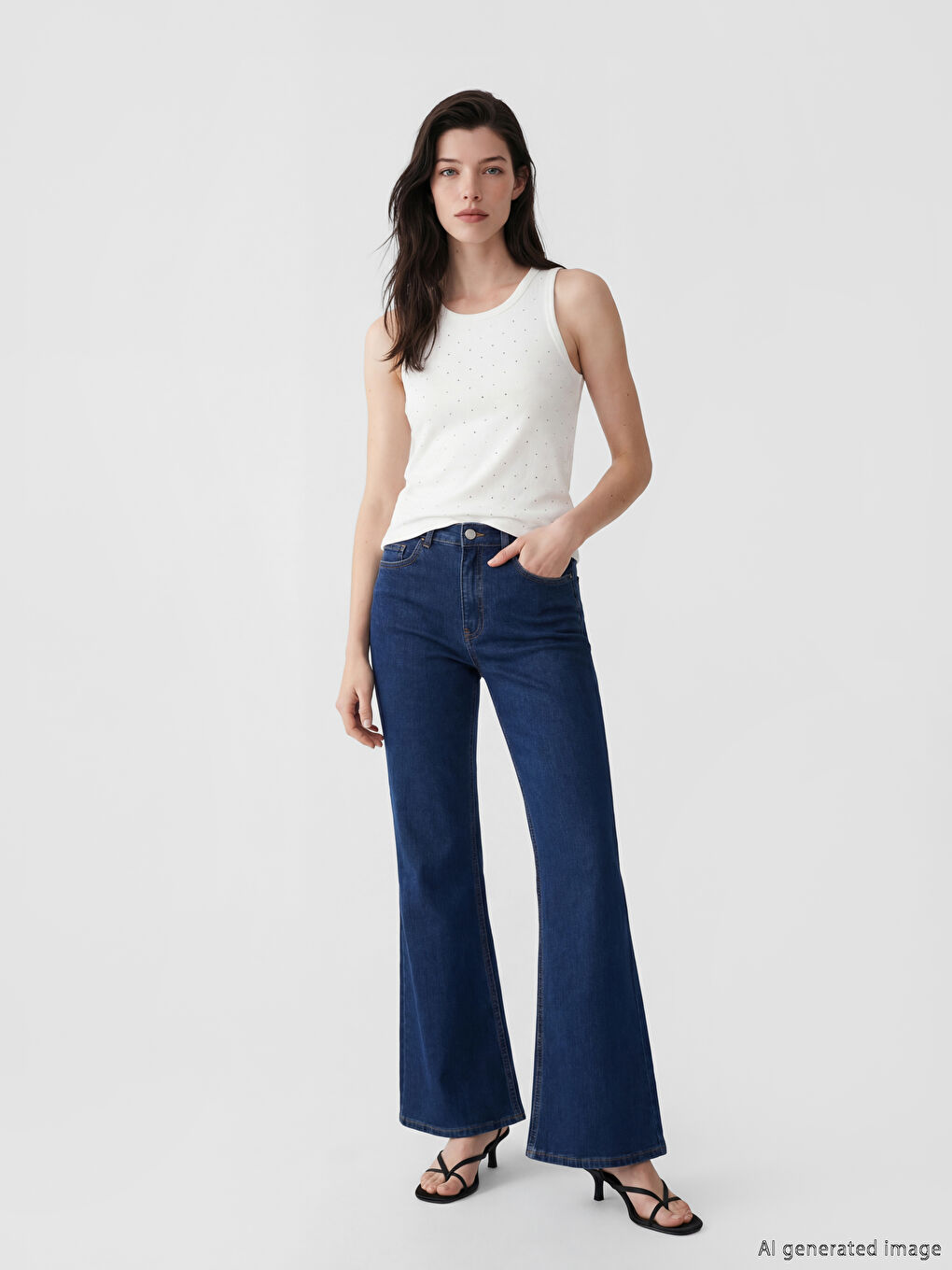 İndigo Flare Kadın Jean Pantolon