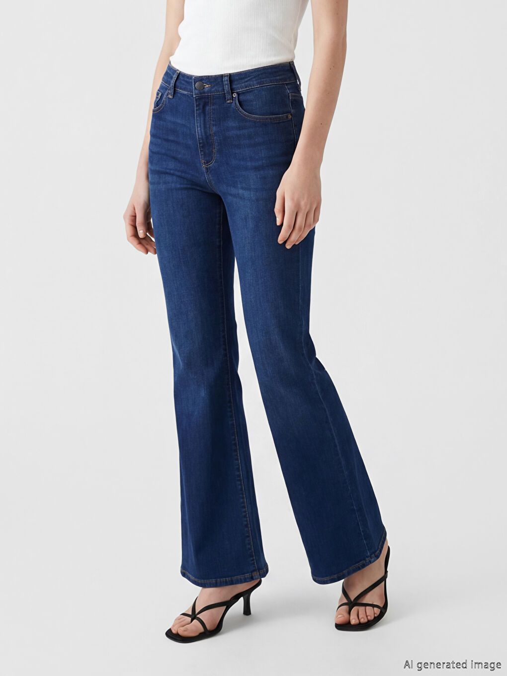 İndigo Flare Kadın Jean Pantolon-1