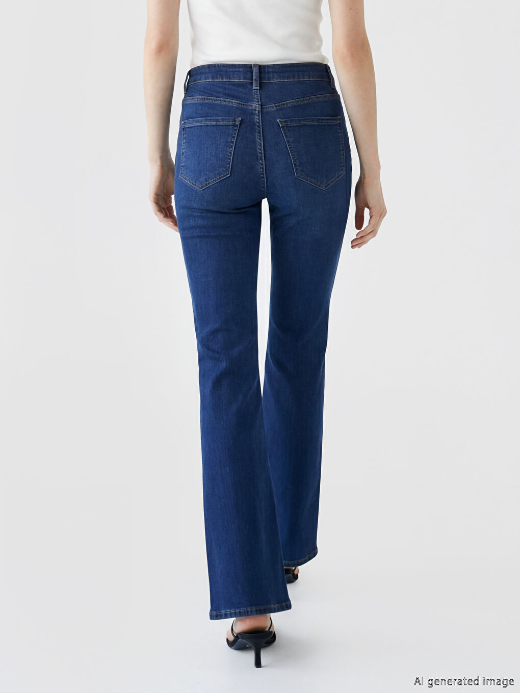İndigo Flare Kadın Jean Pantolon-2