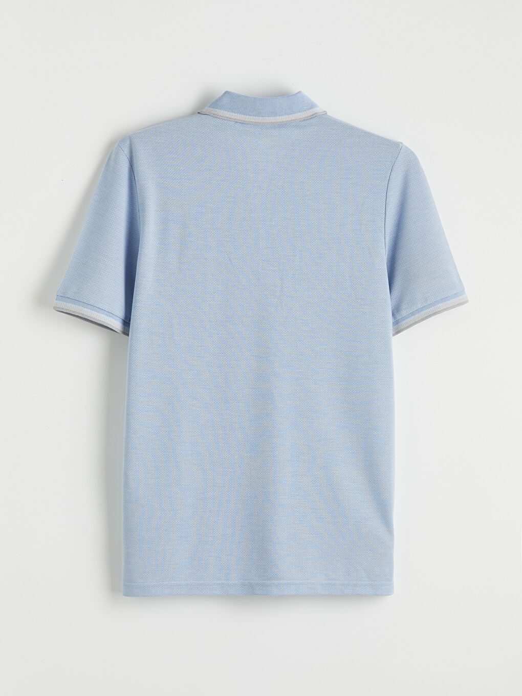 Mavi Polo Yaka Kısa Kollu Pile Erkek Tişört-1