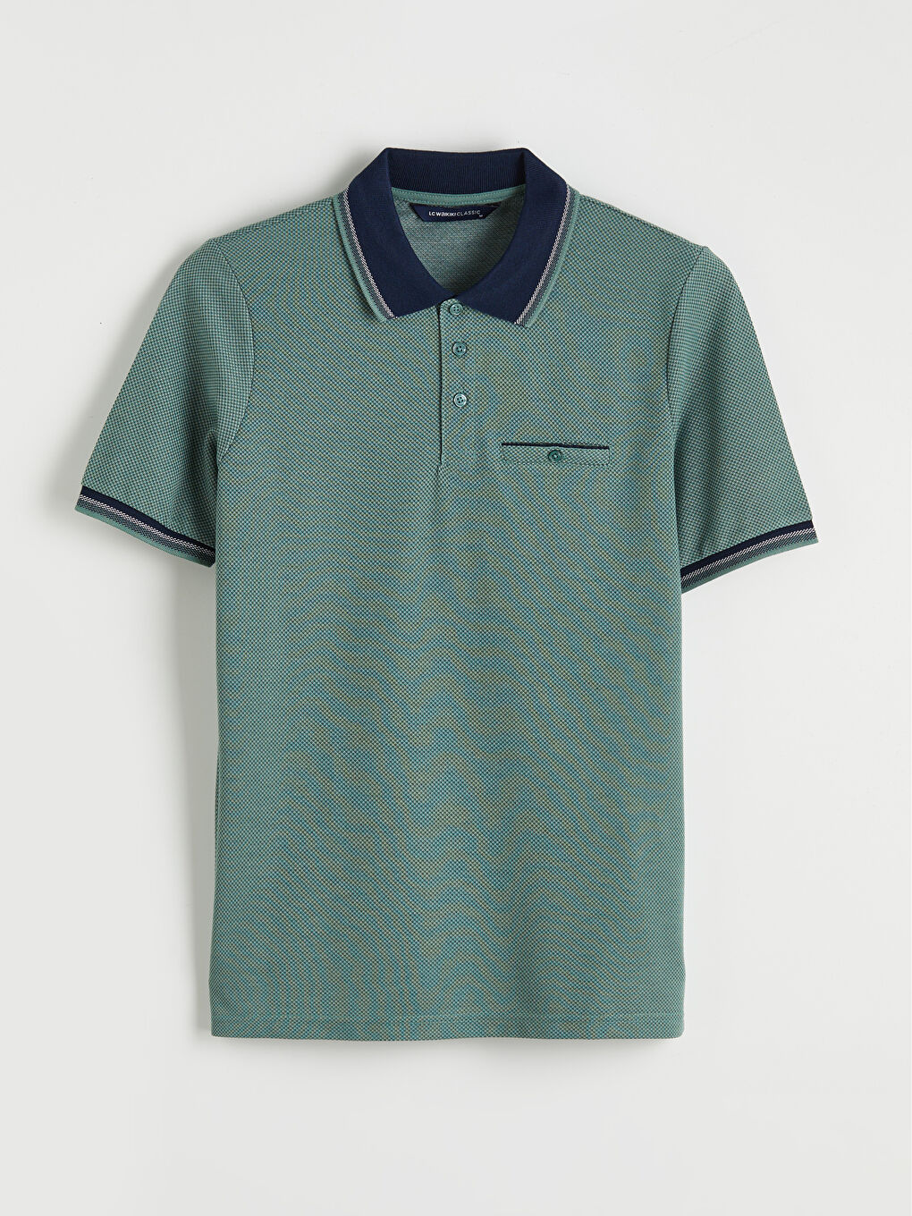 Yeşil Polo Yaka Kısa Kollu Pile Erkek Tişört