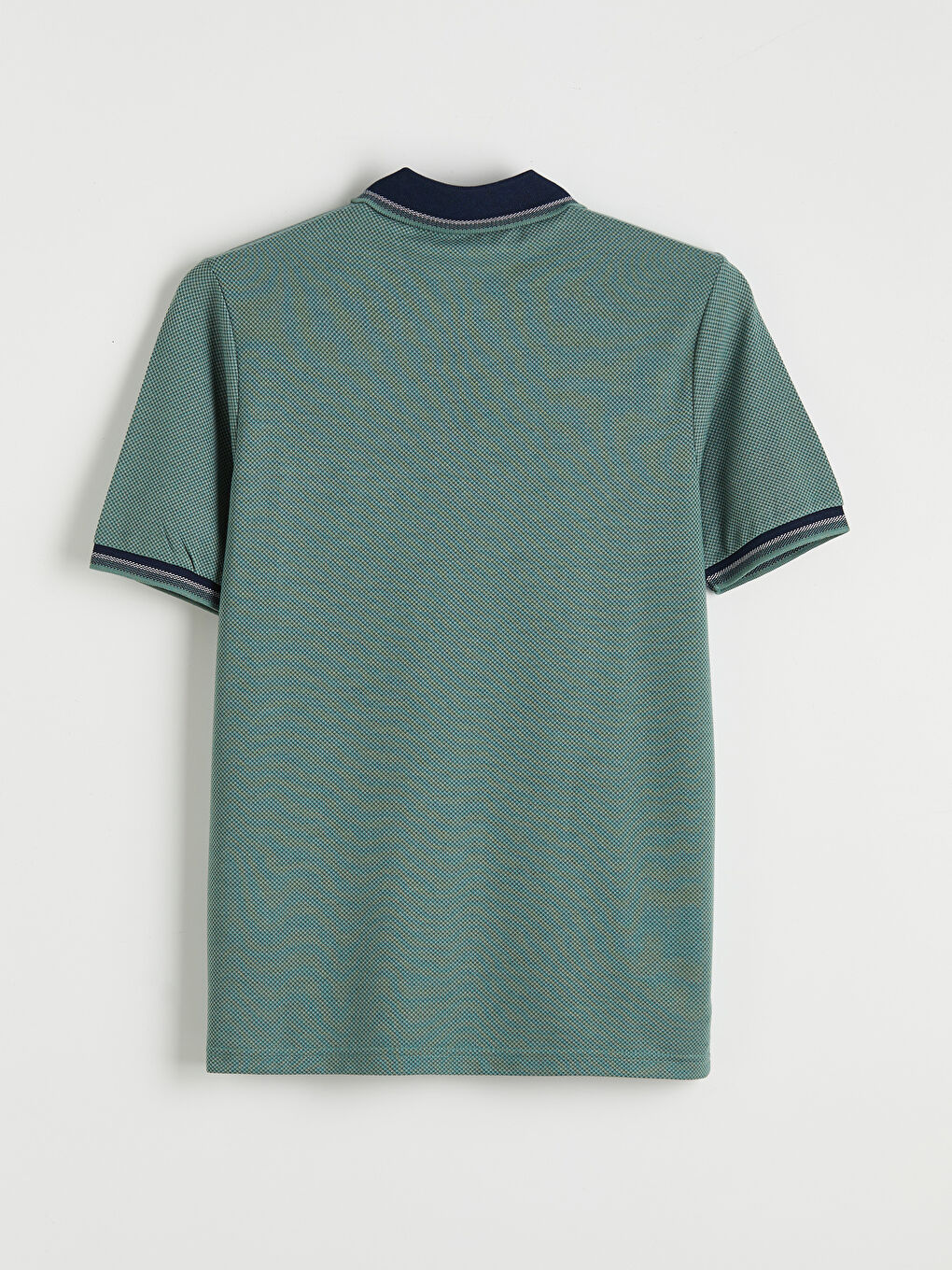 Yeşil Polo Yaka Kısa Kollu Pile Erkek Tişört-1