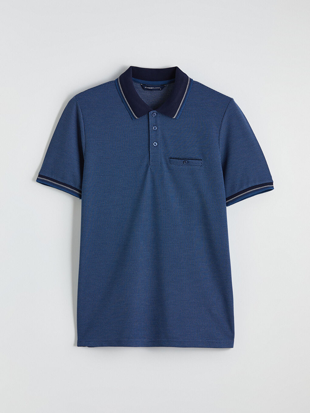 Lacivert Polo Yaka Kısa Kollu Pile Erkek Tişört