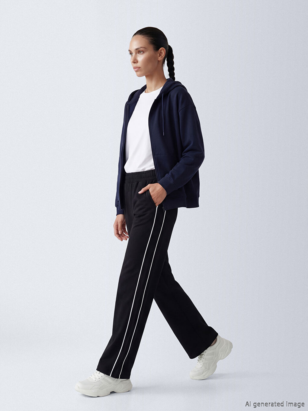 Siyah Beli Lastikli Modal Karışımlı Kadın Eşofman Altı