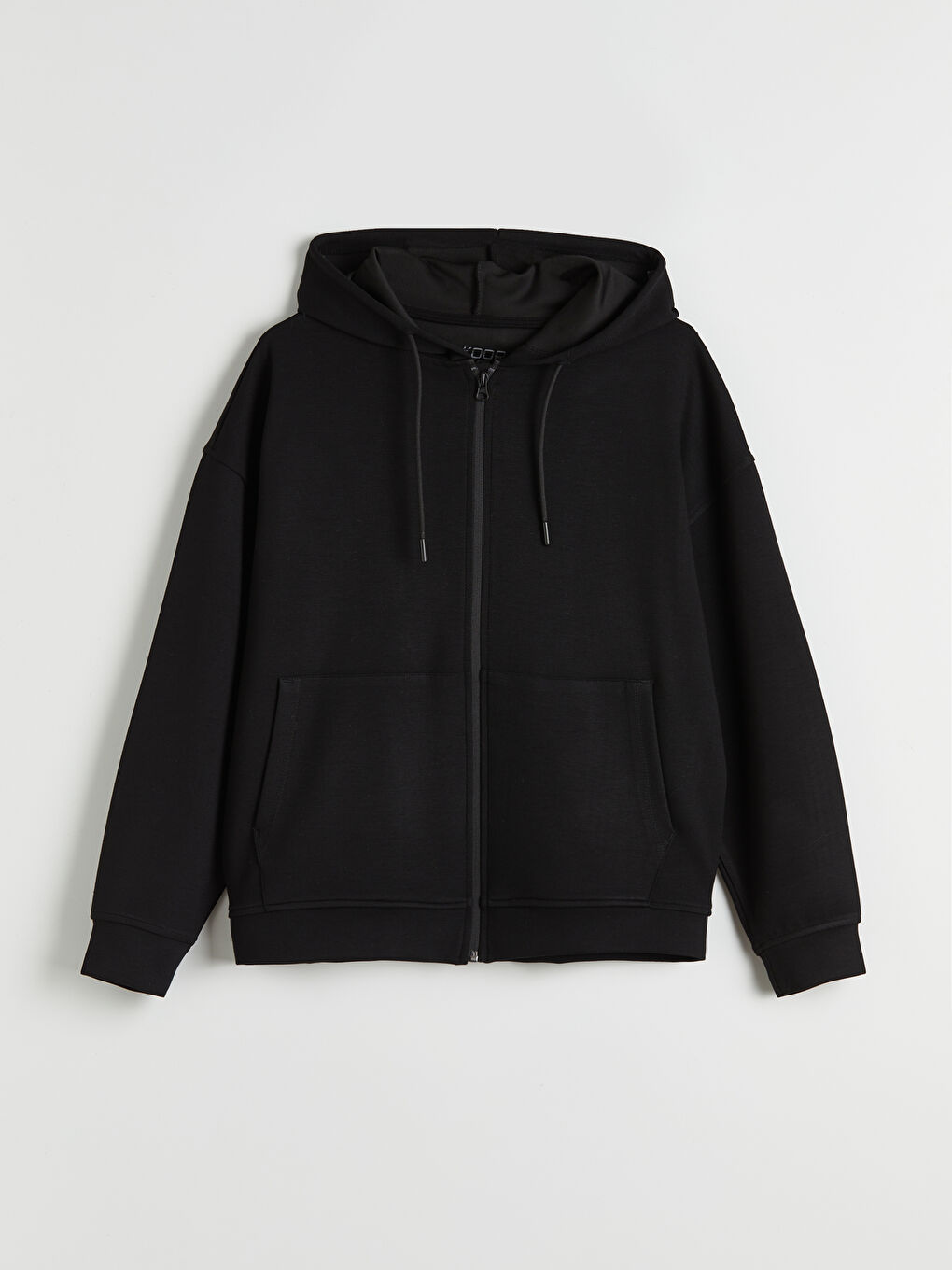 Siyah Kapüşonlu Soft Touch Kadın Fermuarlı Sweatshirt-5