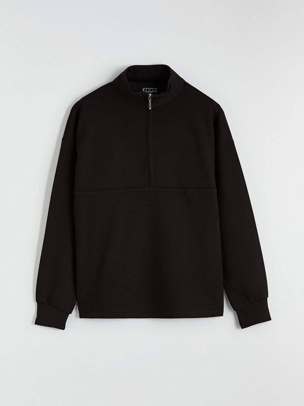 Siyah Dik Yaka Soft Touch Oversize Kadın Sweatshirt-4