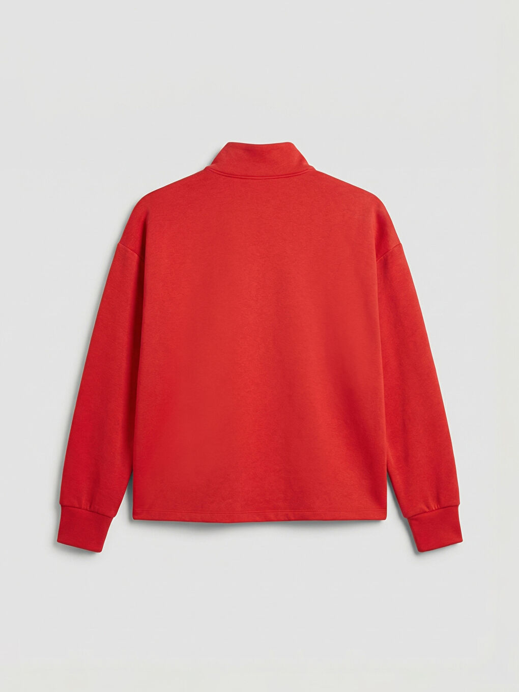 Kırmızı Dik Yaka Soft Touch Oversize Kadın Sweatshirt-5