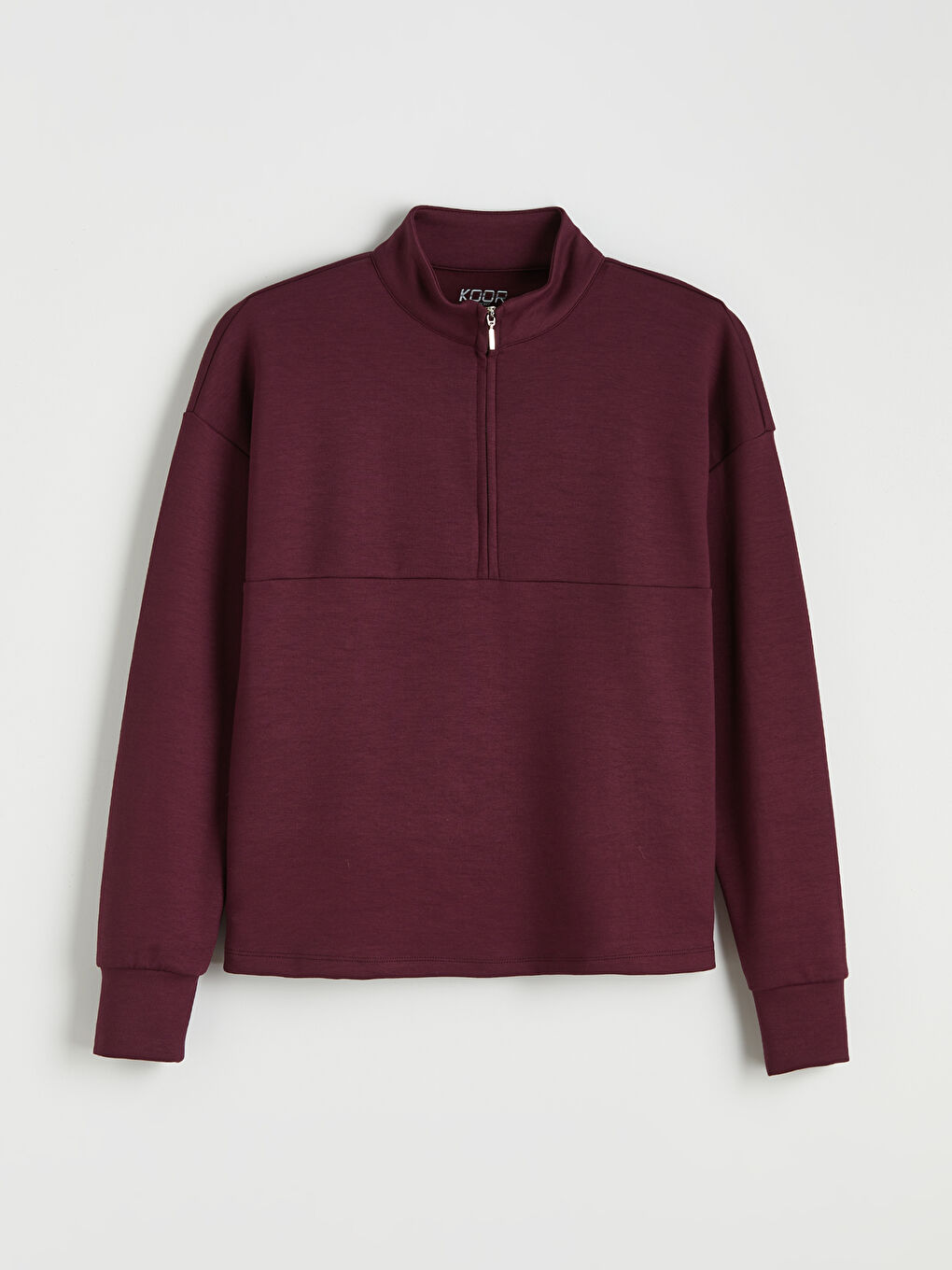 Bordo Dik Yaka Soft Touch Oversize Kadın Sweatshirt