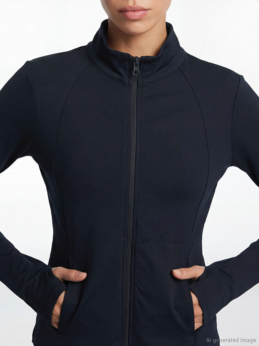 Woman NAVY Zip-Up Sweatshirt-2