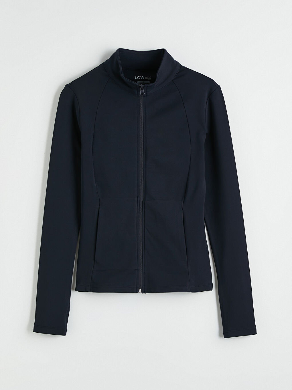 Lacivert Dik Yaka Kadın Fermuarlı Sweatshirt